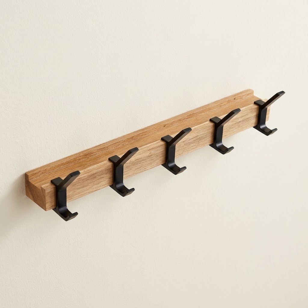 Varkr Moveable Wooden Coat Hook Rail