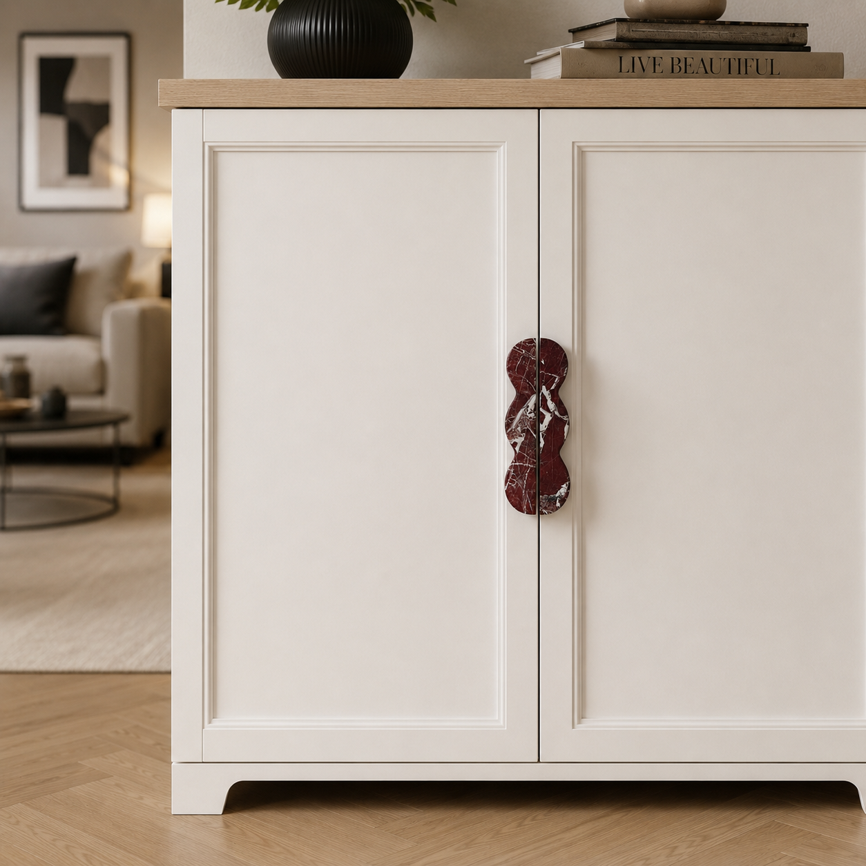 Vuvera Wavy Natural Marble Cabinet Handles