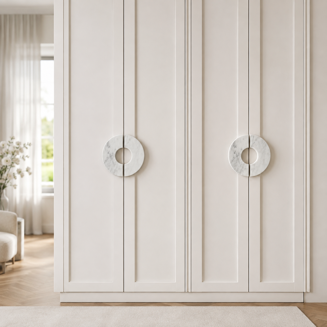 Circis Carrara White Marble Cabinet Handles