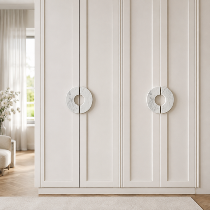 Circis Carrara White Marble Cabinet Handles