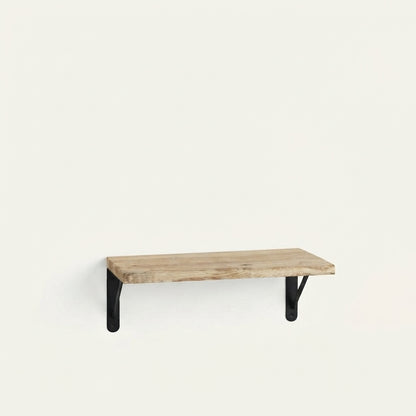 Ostenwood rustic wall shelf with black metal brackets and empty light wood plank top