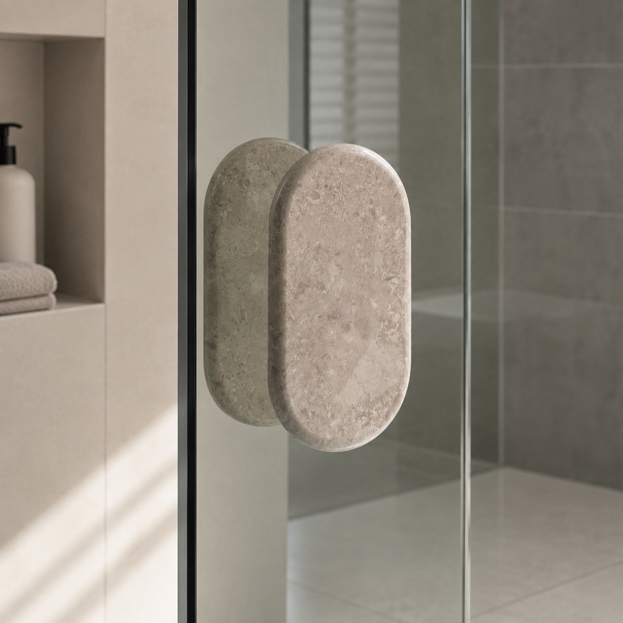 Vandor Natural Marble Glass Door Handles