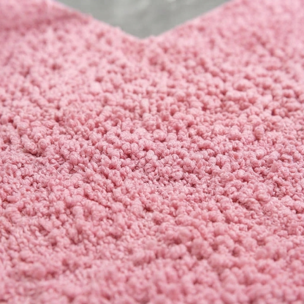 Shaggy texture L-shaped corner bath mat, pink