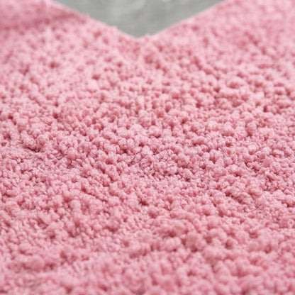 Shaggy texture L-shaped corner bath mat, pink