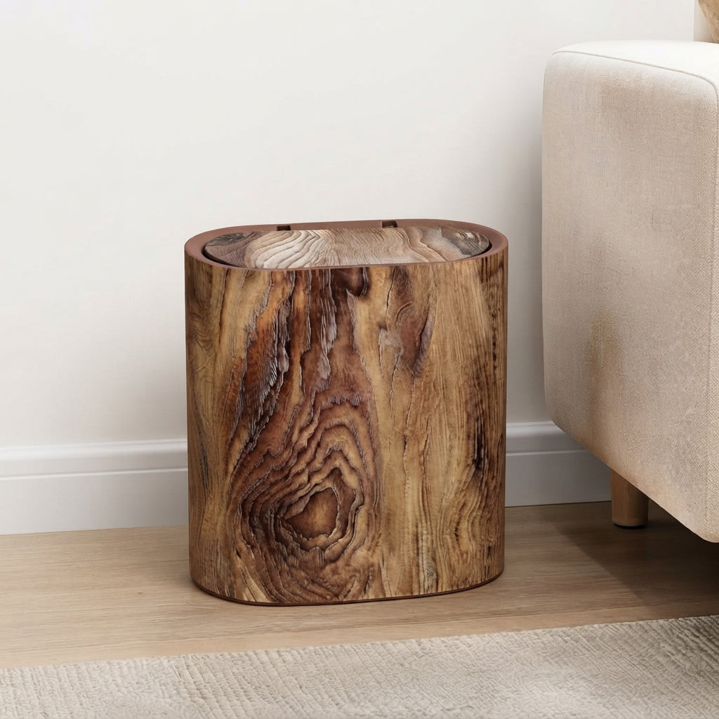 Penge 10L Wood Grain Press Top Bin