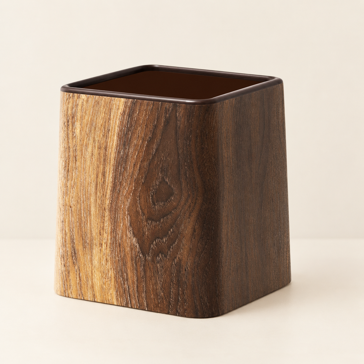 Tavy Wood Effect Square Desktop Swing Bin