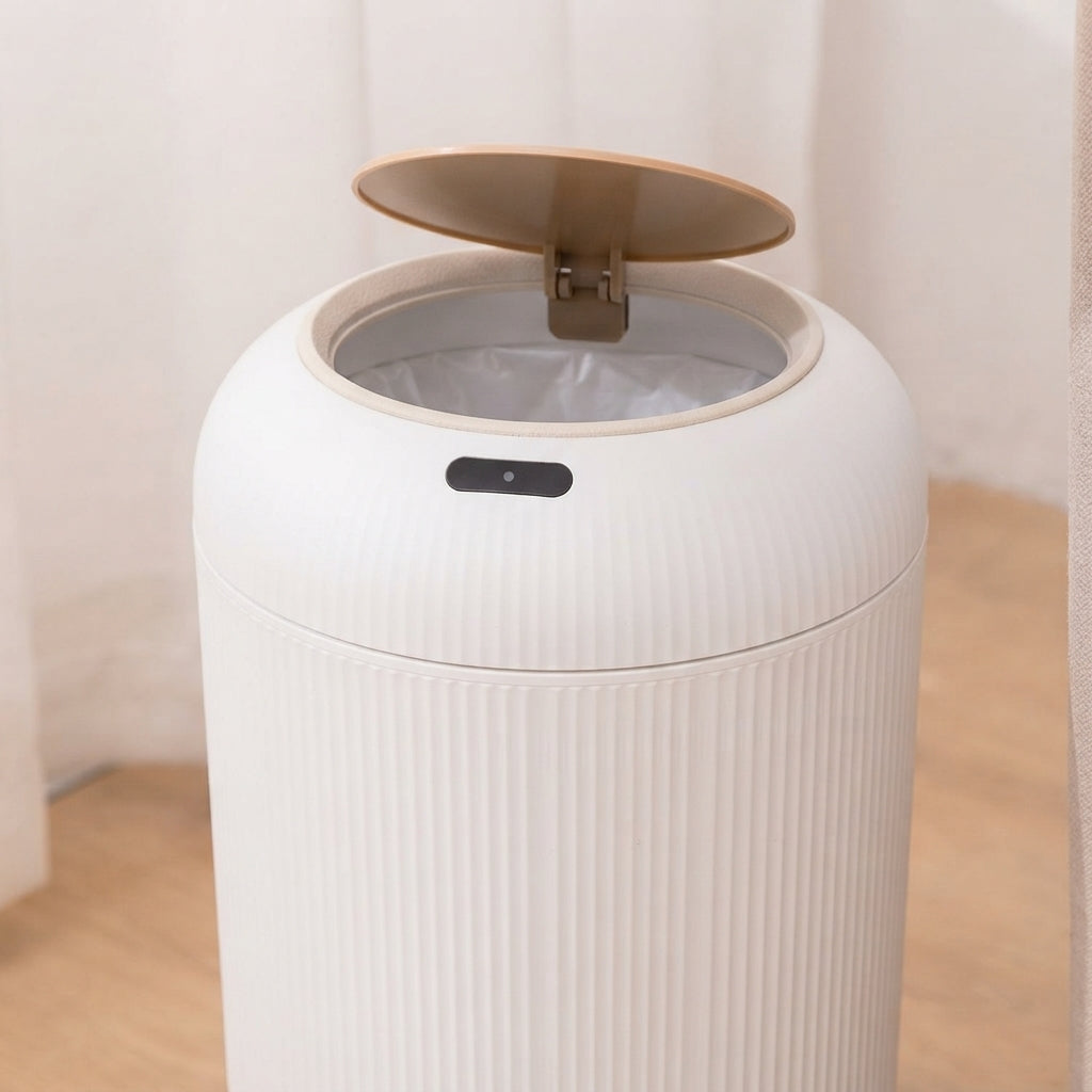 Bray Fluted Round Motion Sensor Bathroom Bin