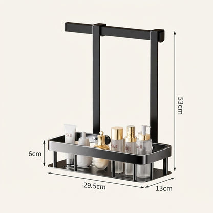 Tiered over-door shower caddy dimensions: 29.5cm wide, 35cm tall, 13cm deep