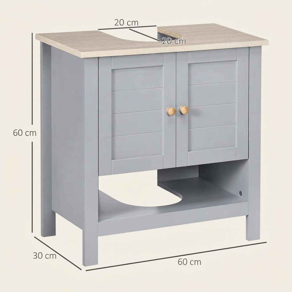 Under-sink bathroom cabinet with dimensions shown: 60 cm wide, 60 cm high, 30 cm deep