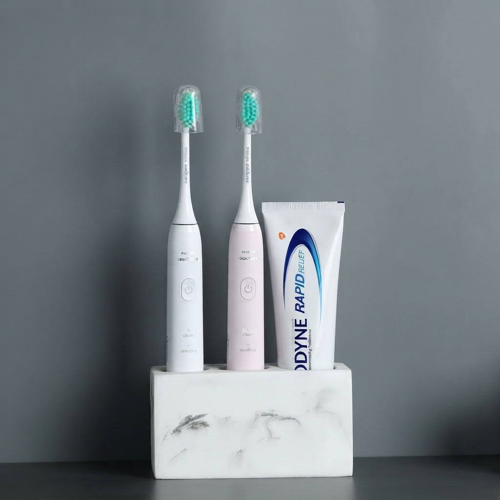Zavon Marble Effect Resin Toothbrush Holder