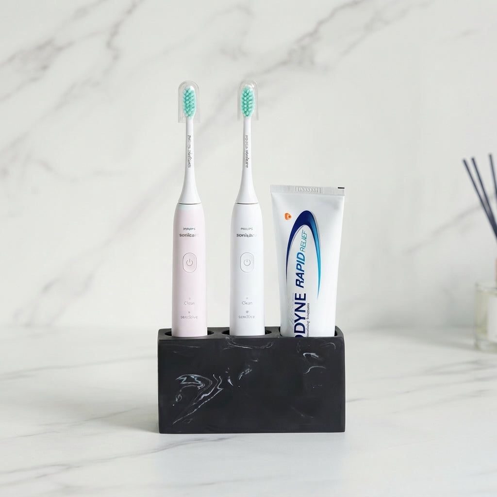Zavon Marble Effect Resin Toothbrush Holder