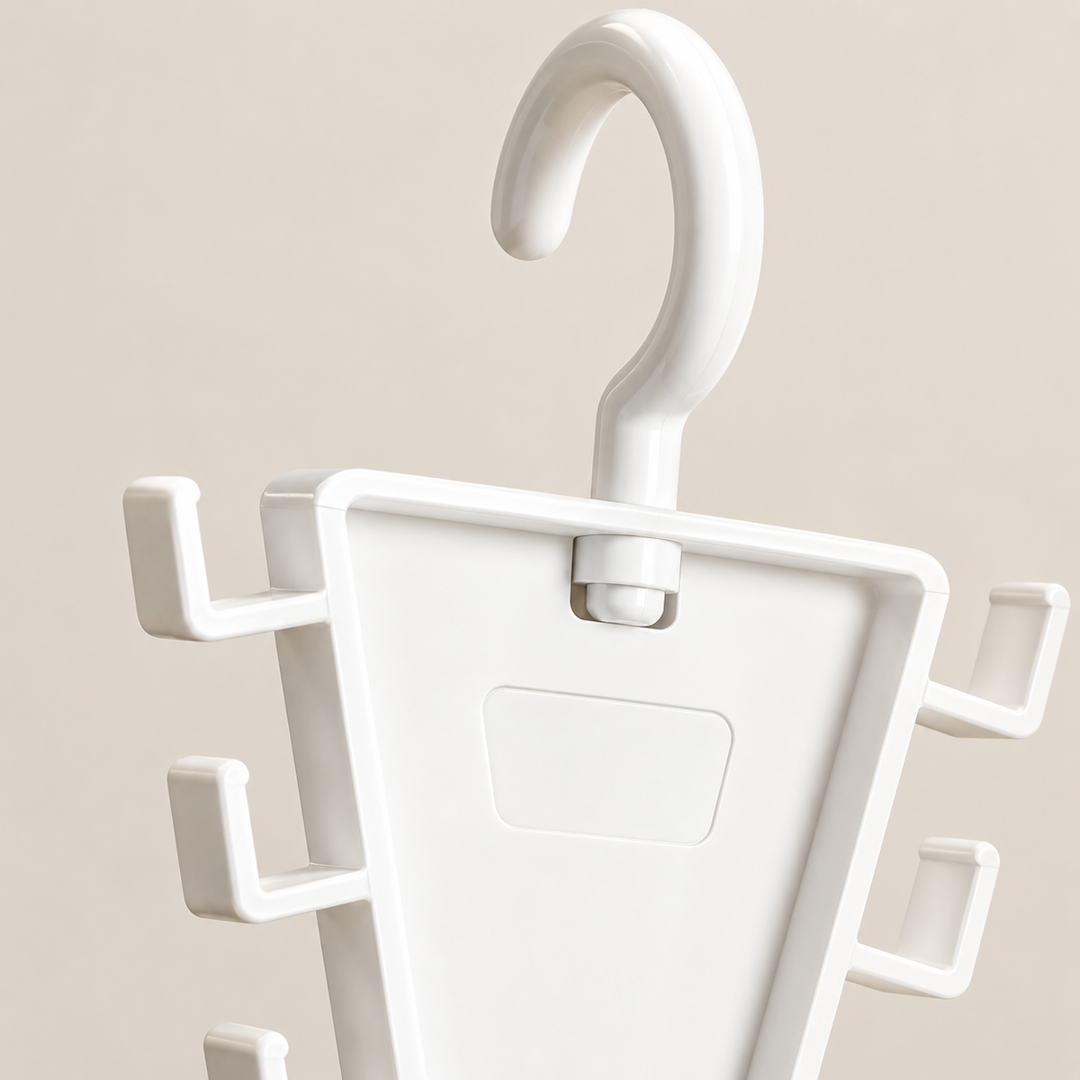 Morix beige rotatable hanger with top hook and 12 side garment hooks on frame