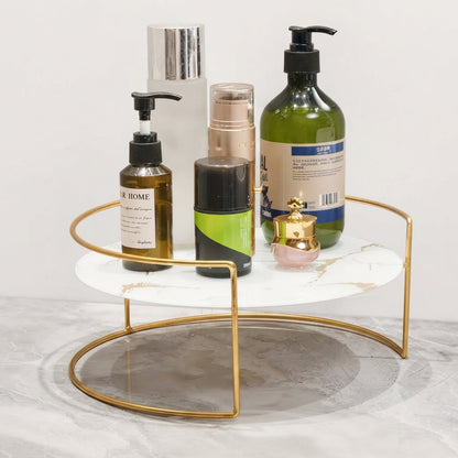 Orven Round Marble Effect Glass Countertop Tray
