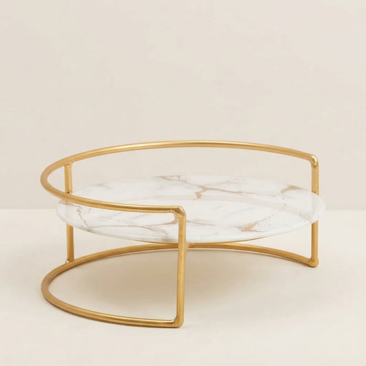 Orven Round Marble Effect Glass Countertop Tray