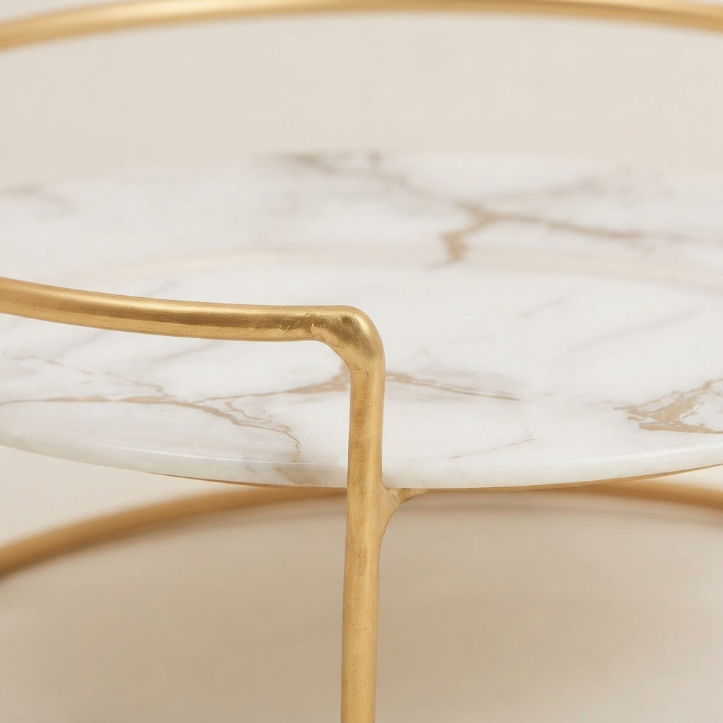 Orven Round Marble Effect Glass Countertop Tray
