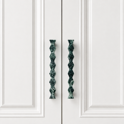 Hesora Geometric Bow Natural Marble Cabinet Handles