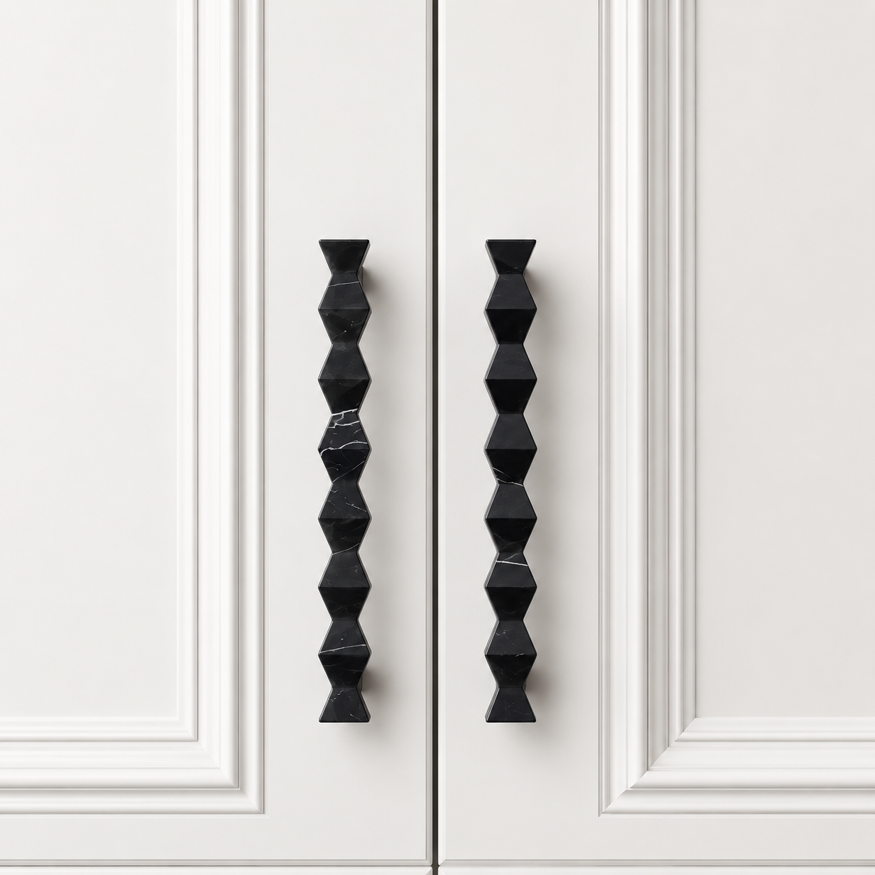 Hesora Geometric Bow Natural Marble Cabinet Handles