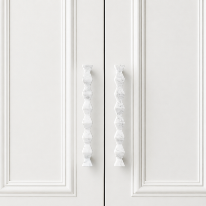 Hesora Geometric Bow Natural Marble Cabinet Handles