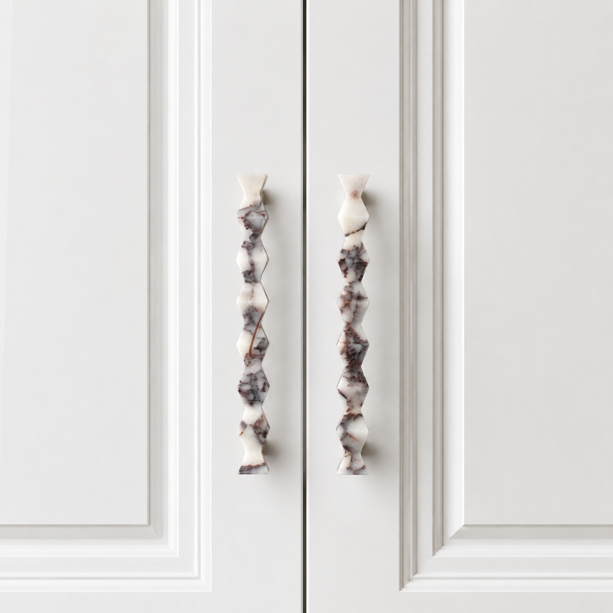 Hesora Geometric Bow Natural Marble Cabinet Handles