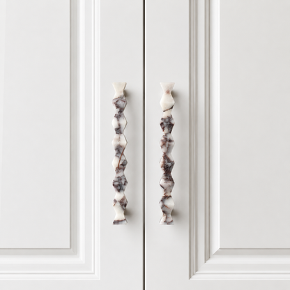 Hesora Geometric Bow Natural Marble Cabinet Handles