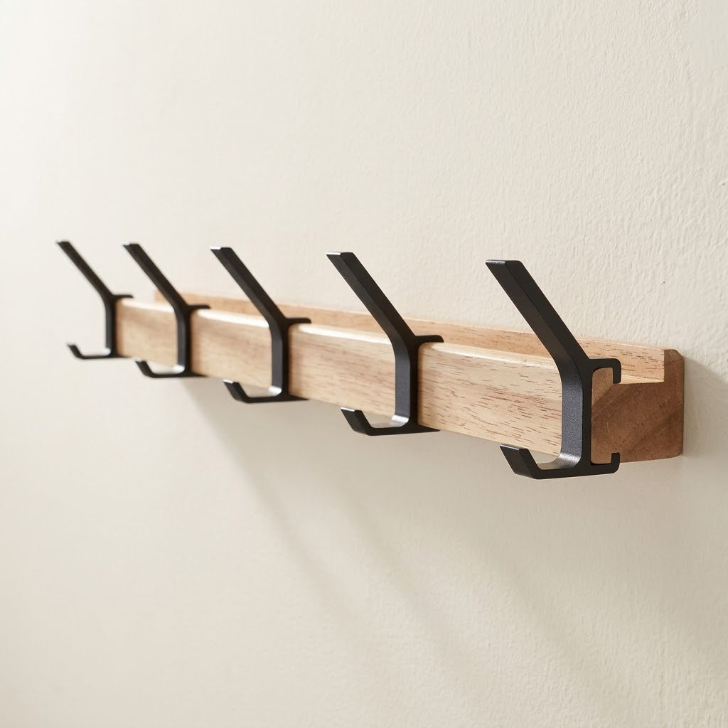 Varkr Moveable Wooden Coat Hook Rail