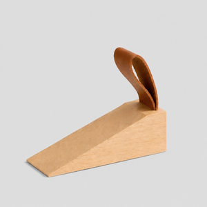 Tepora wooden wedge door stop, light beech wood with curved rubber grip