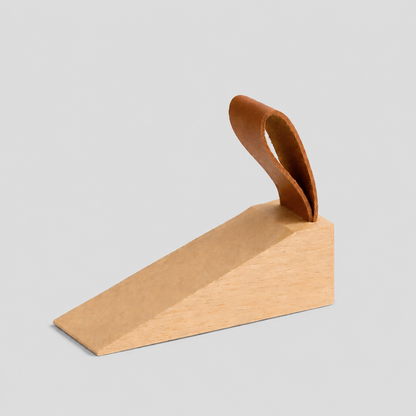 Tepora wooden wedge door stop, light beech wood with curved rubber grip