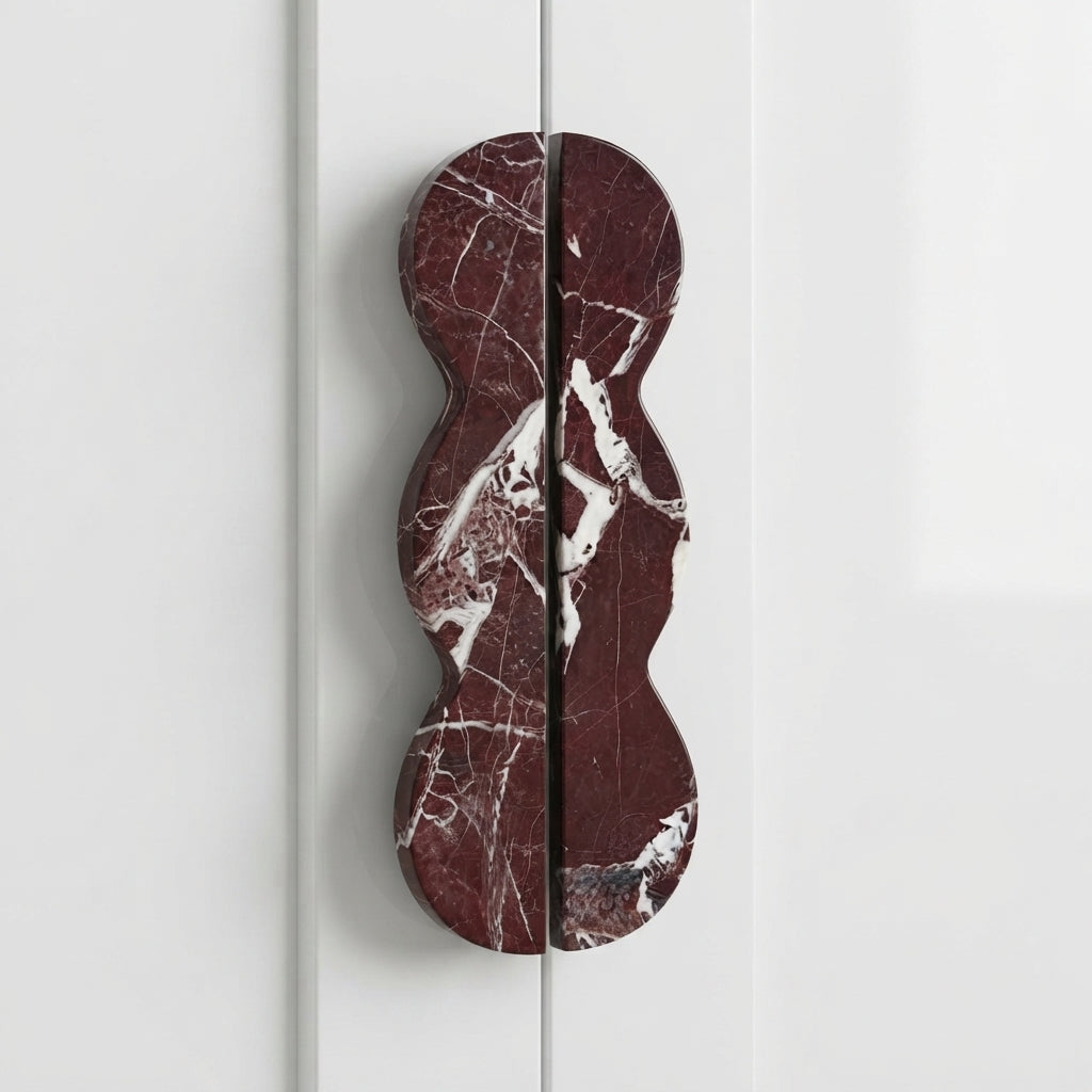 Vuvera Wavy Natural Marble Cabinet Handles