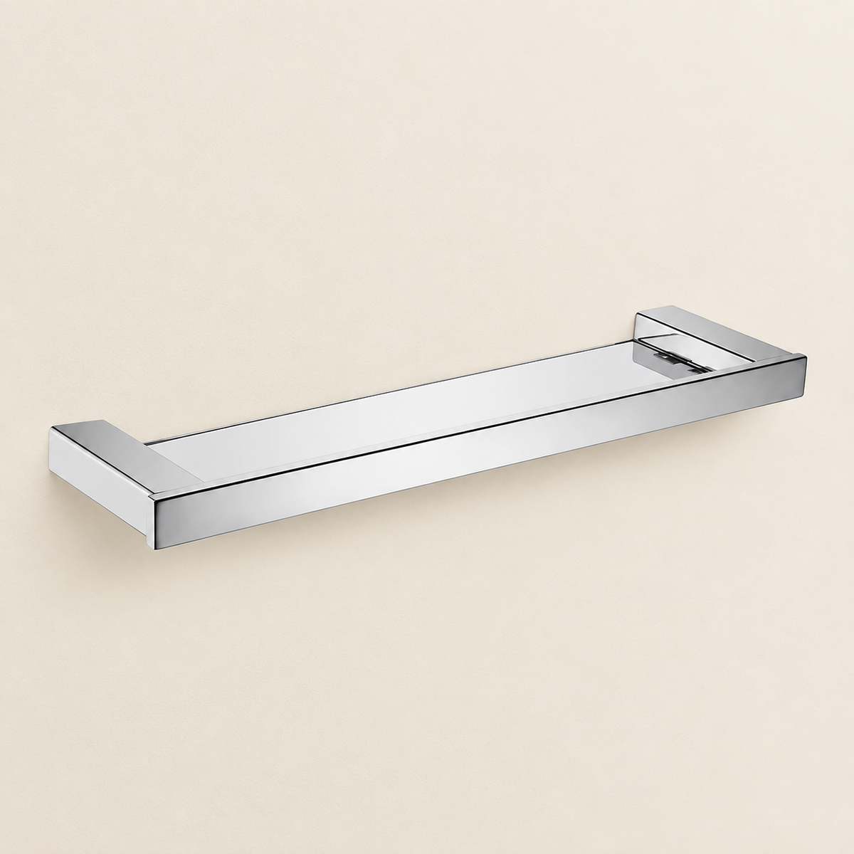 Kilor floating bathroom shelf with clear glass and stainless steel frame