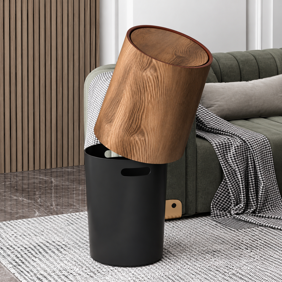 Tarn 15L Wood Effect Swing Lid Bin