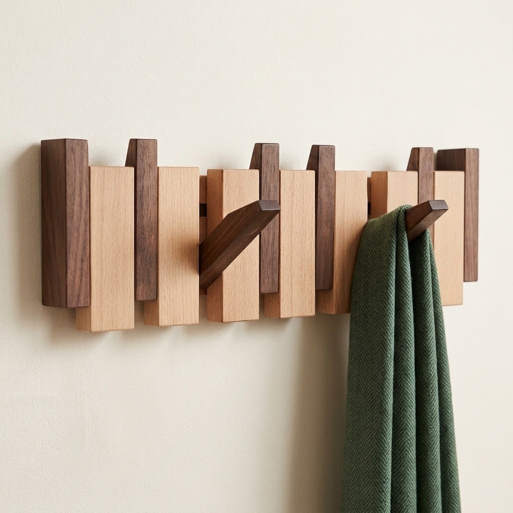 Vornez Solid Wood Flip Down Piano Coat Rack