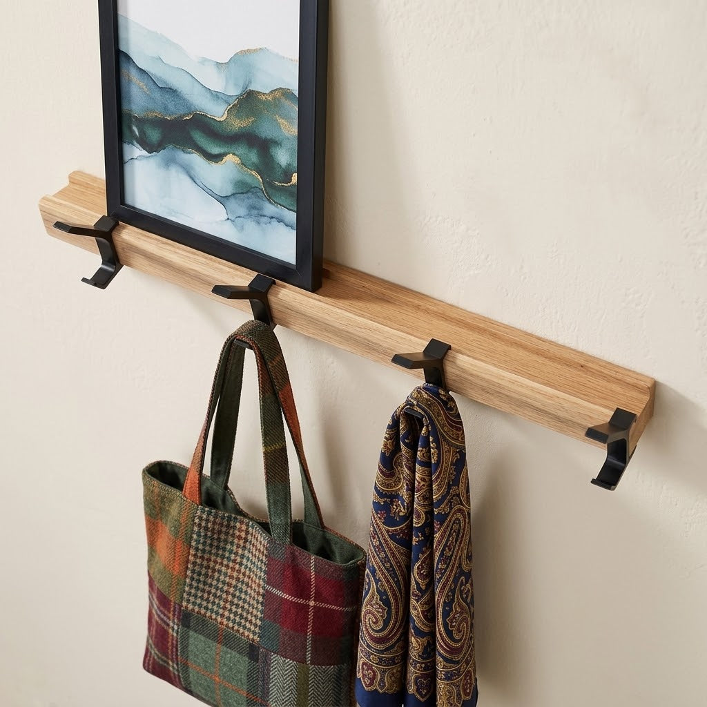 Varkr Moveable Wooden Coat Hook Rail