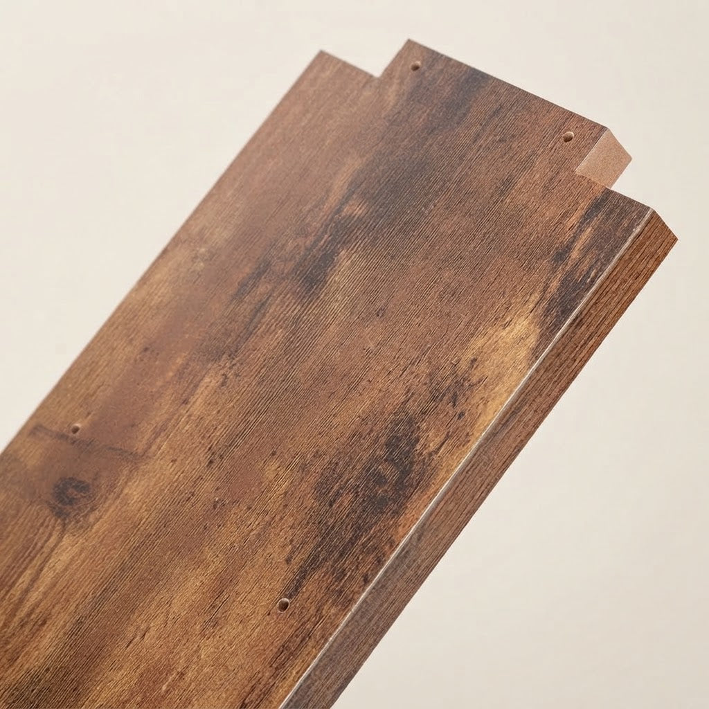 Rustic wooden 5-tier wall shelf, weathered planks with side brackets