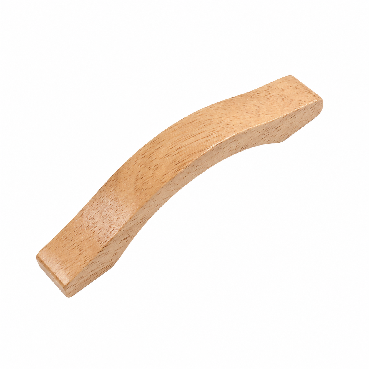 Wood cabinet handle, faceted pull with straight edges in light natural finish