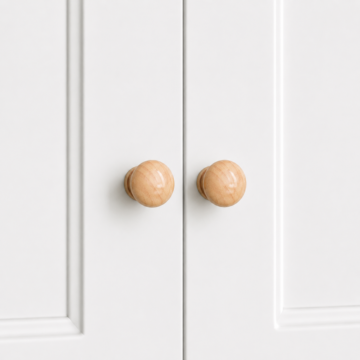 Wood cabinet knob, round dome top with natural light finish